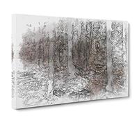 Within the Woods Sketch Canvas Print | Gallery Wrapped 30mm Frame Wall Art | 30x20 inches | Ready to Hang | Contemporary Landscape Picture | Living Room Bedroom Lounge Office
