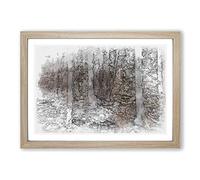 Within The Woods Sketch Framed Print | A2 Oak Framed Wall Art | Ready to Hang | Modern Landscape Picture | Living Room Bedroom Lounge Office