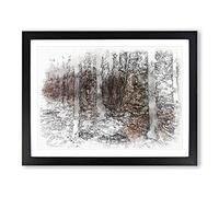 Within The Woods Sketch Modern Art Framed Print | A3 Black Framed Wall Art | Ready to Hang | Modern Landscape Picture | Living Room Bedroom Lounge Office