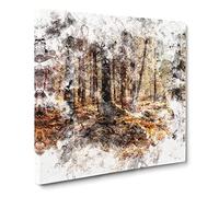 Within the Woods Watercolour Canvas Print | Gallery Wrapped 30mm Frame Wall Art | 14x14 inches | Ready to Hang | Modern Landscape Picture | Living Room Bedroom Lounge Office