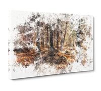 Within The Woods Watercolour Canvas Print | Gallery Wrapped 30mm Frame Wall Art | 20x14 inches | Ready to Hang | Modern Landscape Picture | Living Room Bedroom Lounge Office
