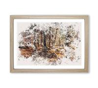 Within The Woods Watercolour Framed Print | A2 Oak Framed Wall Art | Ready to Hang | Modern Landscape Picture | Living Room Bedroom Lounge Office