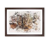 Within The Woods Watercolour Framed Print | A2 Walnut Framed Wall Art | Ready to Hang | Modern Landscape Picture | Living Room Bedroom Lounge Office