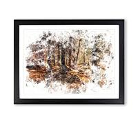 Within The Woods Watercolour Modern Framed Print | A3 Black Framed Wall Art | Ready to Hang | Modern Landscape Picture | Living Room Bedroom Lounge Office