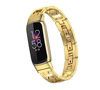 WITHit Designer Band Compatible with Fitbit Luxe (Link, Gold Stainless Steel)