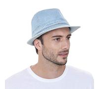 WITHMOONS Denim Bucket Hat Plain Stitch Washed Short Brim Packable Fedora Cap DW6646, Skyblue, L