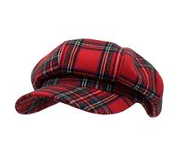 WITHMOONS Peaky Blinders Style Baker Boy Newsboy Hat 8 Panel Pinstripe HM31178 - Red - One Size