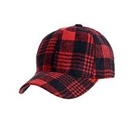 WITHMOONS Plaid Checked Baseball Cap Winter Soft Outdoor Dad Hat YZ10098, Red, Large