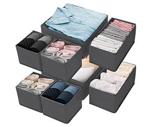 Withosent Drawer Organisers Storage Box for Underwear Clothes,Set of 8 Foldable Wardrobe Drawers Closet Divider Cubes Containers for Underwear, Bras, Socks, Scarves and Ties