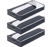 Withosent Underbed Storage Bag 3Pack, 90L Large Under Bed Storage Boxes with lid,Clothes Storage Bag Wardrobe Storage Organiser with Reinforced Handle, PVC Window for Duvet, Blanket, Clothing, Shoes