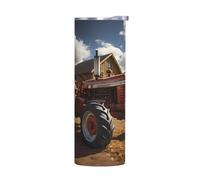 Without Accessories 20 oz Stainless Steel Mug - Red Tractor Print Insulated Water Bottle for Hot and Cold Drinks, Portable Thermos Cup
