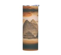 Without Accessories Stainless Steel Mug â€“ 20 oz Vintage Great Egyptian Pyramid Print Insulated Water Bottle, Portable Thermos Cup for Hot & Cold Beverages