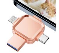 【Without App】Yueflue USB Stick 64 GB for i0S/Android/PC. Memory Stick for Mobile Phone Use it to Store More Photos and Videos. 4 in 1 USB Stick to Expand the Storage Space of Your Phone