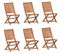 (Without armrest, 6 pcs) vidaXL Folding Garden Chairs 6 pcs Outdoor Dining Chair Solid Wood Acacia