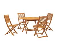 (without armrest) vidaXL Garden Dining Set Outdoor Table and Chairs 5 Piece Solid Wood Acacia