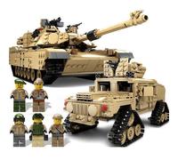 (Without Box) KAZI 10000 Century Military M1A2 Abrams Tank Cannon Deformation Hummer Car Blocks Brick Children
