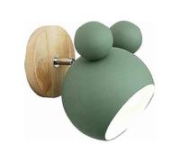 Without bulb Nordic green wall lamp bedroom bedside cute wooden bear interior wall lamp bedside reading light bedroom, for indoor and outdoor