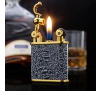 (Without butane) Lighter Soft Flame Metal Lighter Gift for Men and Women (Silver)