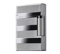 (Without butane) Luxury Metal Flint Butane Lighter, Textured Pattern, Silver Chrome Finish