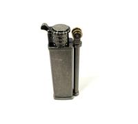 (Without butane) Metal Butane Flint Lighter, Vintage Style, Black/Gold (Black)