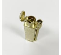 (Without butane) Metal Butane Flint Lighter, Vintage Style, Black/Gold (Gold)