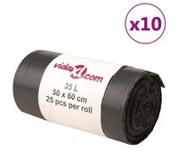 vidaXL Bin Bags 250 pcs Black 35 L, Black