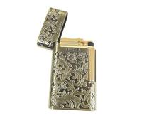 (Without kerosene) Vintage Metal Lighter Soft Flame, Decorative Carved Pattern (FLOWER)