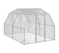 vidaxl Chicken Run/Coop 2.5x4x2.25m Galvanised Steel Outdoor Enclosure for Poultry Rabbits Ducks