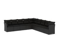 (Without table) vidaXL Garden Sofa Set 9 Piece with Cushions Outdoor Sofa Black Poly Rattan