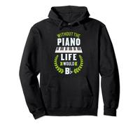 Without The Piano Life Would Be Flat Funny Piano Hoodie Pullover Hoodie