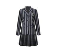 (Without wig, Child M) Wednesday Addams Cosplay Costume Set Nevermore Academy School Uniform Halloween Carnival Party Costume For Adults Kids _a1