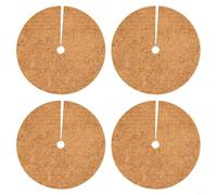 Withtalentto Coconut Shell Mulch Mats Set Of 4, Natural Coco Coir Tree Protection Ring Plant Pot Soil Cover, For Indoor Outdoor Plants(25cm)
