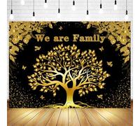 Withu Gold Black Family Reunion Backdrop We are Family Party Decorations Banner Family Tree Welcome to Our Family Members Relative Gathering Party Photo Props Photography Background 7x5ft