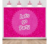 Withu Let's Go Party Pink Backdrop for Princess Girl Women Lady Birthday Prom Party Cake Table Decorations Banner Sweet Movie Theme Photography Background 7x5ft