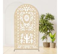 Withu Mexico Beige Arch Backdrop Cover for Baby Shower Mexican Talavera Fiesta Wedding Bridal Shower Baptism Birthday Party Arched Wall Decoration Doubleside Banner Background 3.3x6.5ft