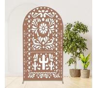 Withu Mexico Brown Arch Backdrop Cover for Baby Shower Mexican Talavera Fiesta Wedding Bridal Shower Baptism Birthday Party Arched Wall Decoration Doubleside Banner Background 3.3x6.5ft
