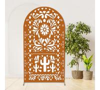 Withu Mexico Laterite Arch Backdrop Cover for Baby Shower Mexican Talavera Fiesta Wedding Bridal Shower Baptism Birthday Party Arched Wall Decoration Doubleside Banner Background 2.6x6ft