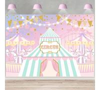 Withu Pink Circus Backdrop Big Top Tent Animals Carnival Kids Girl Birthday Party Dessert Candy Cake Table Decor Baby Shower Banner Photo Photography Background