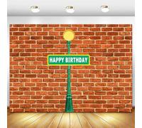 withu Red Brick Wall Birthday Party Backdrop Cartoon Street Lamp Sign Kids Boys Girls Bday Banner Decorations Portrait Photo Booth Studio Background Prop 7x5ft