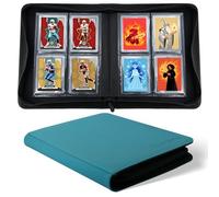 WITHYU Top Loader Binder for 3"x4" Toploaders - 4 Pocket Holds 128 Cards Side-Loading Pages, Zippered Premium Binder for MTG, TCG, Football & Sports Cards (Aqua Blue)