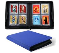 WITHYU Toploader Binder | 4 Pocket Side-Loading Trading Card Binder Album for 128 Cards | Zippered Closure, Compatible with TCG, MTG, Football & Sports Collection (Deep Blue)