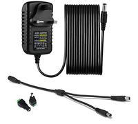 WiTi 12V 2A DC Power Supply Adapter for CCTV security camera,3 Meters Cable 2.1mm Connector with DC splitter cable 1-2CH