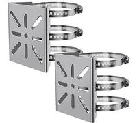 WiTi 2PACK Vertical Pole Mount for Security Camera, Stainless Steel Mounting Corner Bracket with 3 Loop Pipe Clamps, Suitable for CCTV Cameras LED Wall/Stage Lights, Solar Panels (small size)
