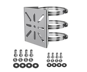 WiTi Universal Vertical Pole Mount for Security Camera, Stainless Steel Mounting Corner Bracket with 3 Loop Pipe Clamps, Suitable for CCTV Cameras LED Wall/Stage Lights, Solar Panels (small size)