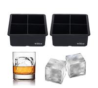 witice Large Ice Cube Trays Silicone (2.5-Inches) - Whiskey Ice Cube Mold, With Easy Release Ice Cubes for Whiskey and For Cocktail,Food Grade (Black 2 Tray)