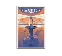 WITIN Vintage Festival Poster Newport Folk Festival Decorative Canvas Family Bedroom Picture Painting 12x18inch(30x45cm)