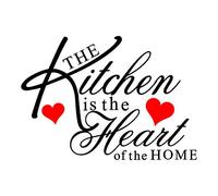 Witkey The Kitchen is the Heart of the Home Red Heart Wall Decal Sticker Art Mural Home Décor Quote DIY