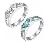 Moissanite magnetic therapy lymphatic ring, green diamond eye ring, crystal lymphatic detoxification ring, fashionable open cubic zirconia ring (2pcs-a)