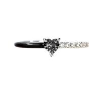 Women's Heart Ring, Love Me Until I'm Mine Again Black Heart Cut Half Enamel Ring (Black)