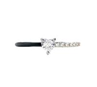 WitmAn Women's Heart Ring, Love Me Until I'm Mine Again Black Heart Cut Half Enamel Ring (White)
